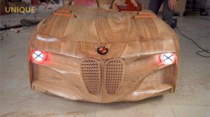 Автомобиль BMW из дерева, уникальная резка по дереву.