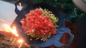 Мясо с овощами, приготовленное на САДЖе.