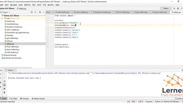 ListBox In Tkinter| Python Tkinter GUI Tutorial | List Boxes - Python Tkinter - Project Based