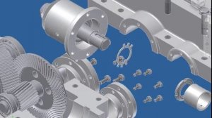 Коническо-цилиндрический редуктор. Bevel-helical gear unit. Assembly