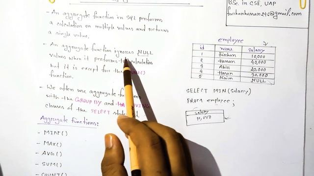 Lec: 70 | Aggregate Functions | MIN(), MAX(), AVG(), SUM(), COUNT() | SQL | DBMS | Bangla Tutorial