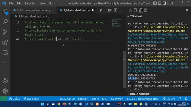 Machine Learning - Standard Deviation and Variance || Python Machine Learning Tutorial in Hindi #3