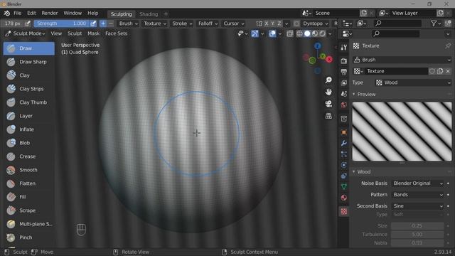 59. Blender. Базовые настройки кисти | Basic brush settings (Sculpt mode)