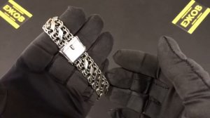 арт. А0098 Серебряный браслет ДВОЙНОЙ БИСМАРК, 21 см, ширина 17 мм, с замком коробка.