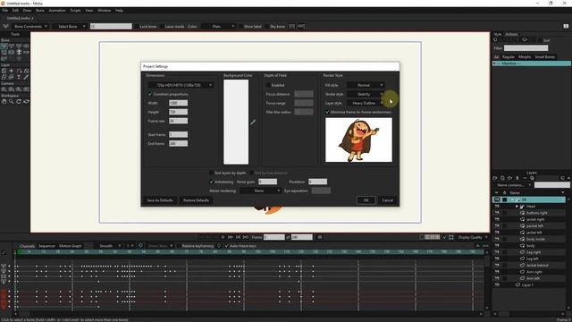 Moho Pro: Export Animation - Project Settings - Render - Tutorial
