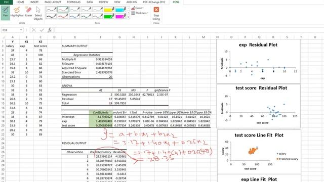 Multi Regression Analysis using Excel  (F-stat and T-stat)