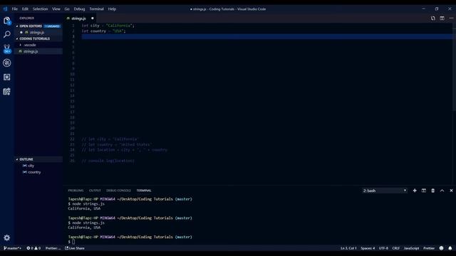 Javascript Strings and Variables