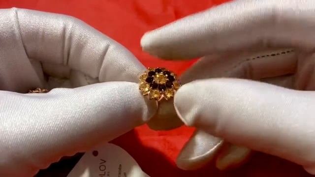 Серьги с раухтопазами и цитринами 92021358