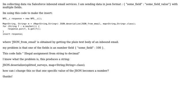 Salesforce: How to convert one field within large json to int instead of string? смотреть онлайн