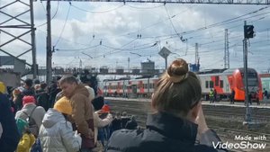 Станция Верещагино прибытие ласточки, и отправление поезда победы