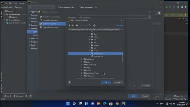 How to Fix invalid Python Interpreter Selected for the project