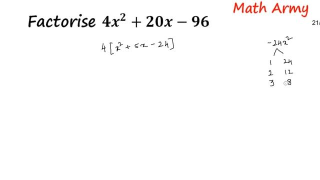 Factorise 〖4x〗^2+20x-96. Factorise 4x^2 + 20x - 96 смотреть онлайн