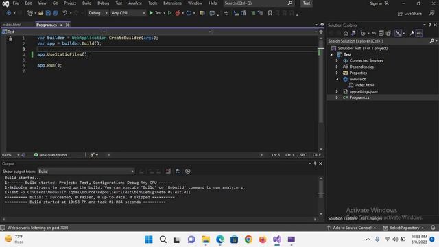 How to Run HTML and Razor Pages in Asp.net Core Empty Project in Visual Studio 2022