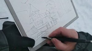 Пленэр по-сибирски ? Карандаш + планшет #UrbanSketch #Archisketch #pencil #эскиз #Рисунок #пленэр