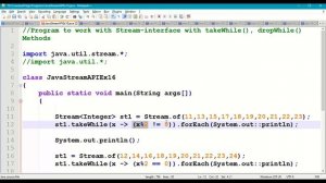 Java Stream API takeWhile() & dropWhile() Methods || Java8 Stream API || java.util.stream pkg ||#43