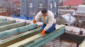 АРМОПОЯС под крышу МОНТАЖ ДЕРЕВЯННЫХ БАЛОК