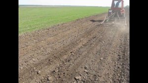 Боронование самодельным культиватором с сетчатой бороной на т-25.