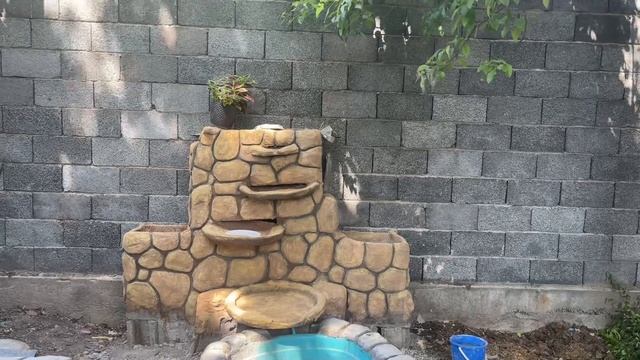 Покраска водопада, бордюра из бетона под "камень". Часть 4. смотреть онлайн