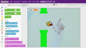 37.  Игра Flappy Bird с распознавание пальцев рук в PictoBlox