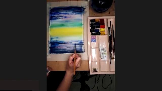 Мастер-класс по акварели. Горы и море #картина #рисуемморе #акварельморе.mp4