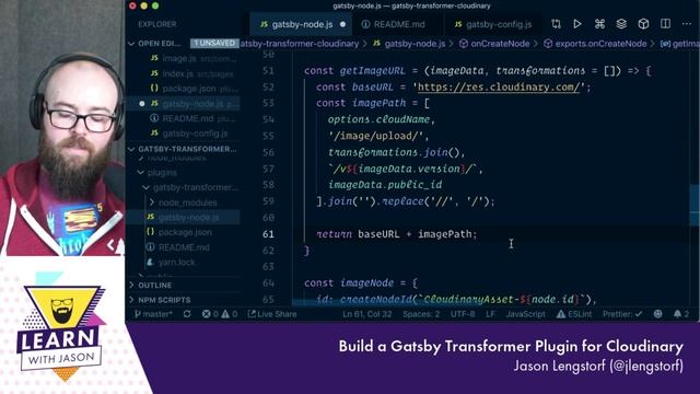Build a Gatsby Transformer Plugin for Cloudinary — Learn With Jason смотреть онлайн