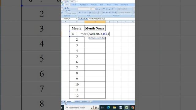 excel trick convert month numbers into month name in excel