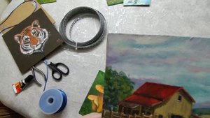 How to hang a picture without a frame. Как повесить картину без рамы.