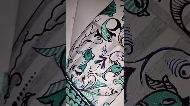 fish drowning green and black pen colour #short video #vairal short #motif