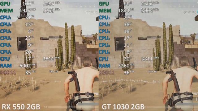 PUBG 1.0 Radeon RX 550 vs. GeForce GT 1030 1080p Gameplay Benchmark смотреть онлайн