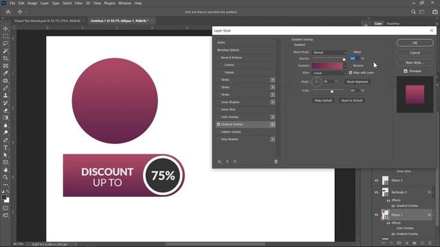 How to apply Color & Gradient Overlay | Adobe Photoshop CC Training | #LayerStyle смотреть онлайн