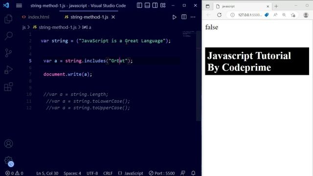 JavaScript String Method Tutorial Part-01 | Javascript Tutorial:35 | BY CodePrime