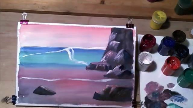 Уроки рисования гуашью. Пейзажи гуашью для начинающих закат. Мастер-класс по живописи гуашью. Рисунки гуашью. Правополушарное рисование цветы гуашью.