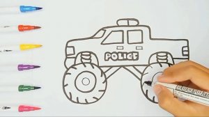 How to Draw a Police Car | Monster Trucks | Vehicle #33