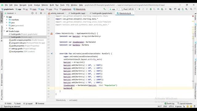 Working with bar chart in Android Studio using Kotlin | Kotlin tutorial | Game App Studio смотреть онлайн