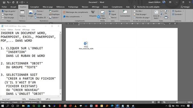 Insérer un document Word, PowerPoint, Excel, PDF, etc. dans Word смотреть онлайн