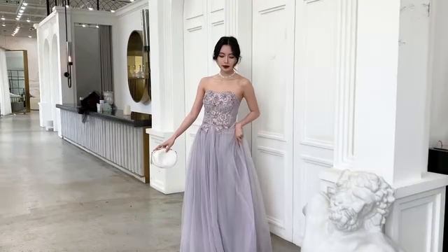 #27 • Сиреневые вечерние длинные платья в пол с рукавами | Купить в интернет магазине женской одежд смотреть онлайн