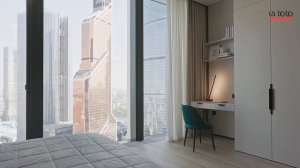 Разделяет пространство квартиры на 30 этаже в башне Neva Towers в Москва-Сити