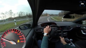 Peugeot 308 GTi ACCELERATION & TOP SPEED on AUTOBAHN by AutoTopNL