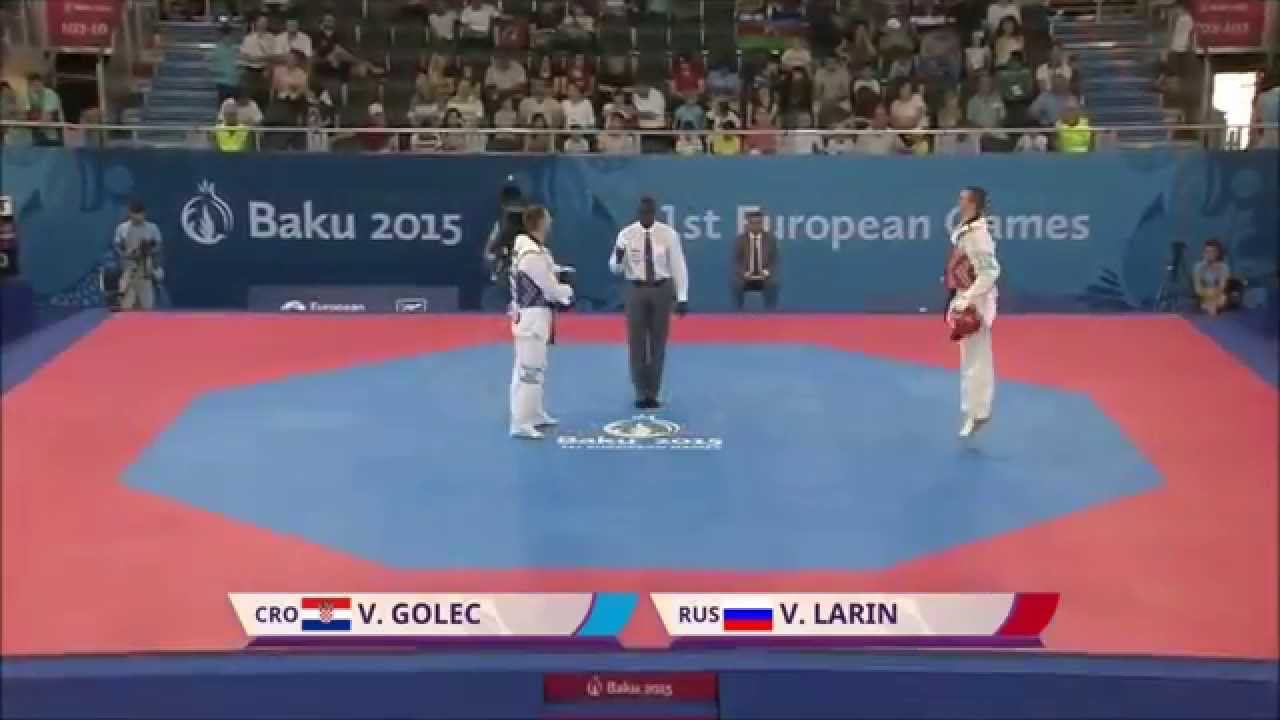 Taekwondo WTF. Baku 2015 European Games. Semifinal. M+80. Golec-Larin.