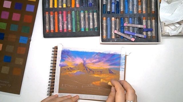 Горный пейзаж пастелью смотреть онлайн