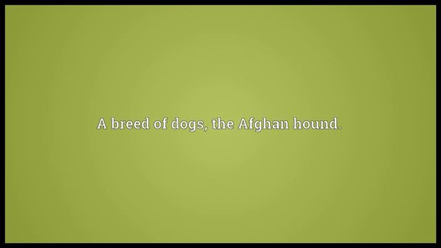 Afghan Meaning