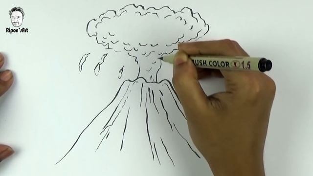 How to draw a VOLCANO easy and step by step| Ripon's art. смотреть онлайн