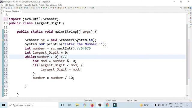 Program to find the largest digit of a number in Java смотреть онлайн