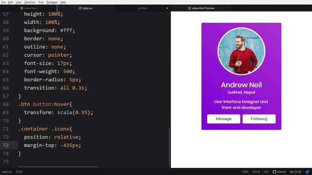 Animated Profile Card with Hover Animation in HTML CSS & JavaScript смотреть онлайн