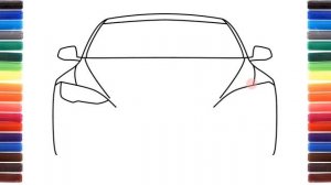 How to draw Tesla Model S front view - Как нарисовать машину Тесла