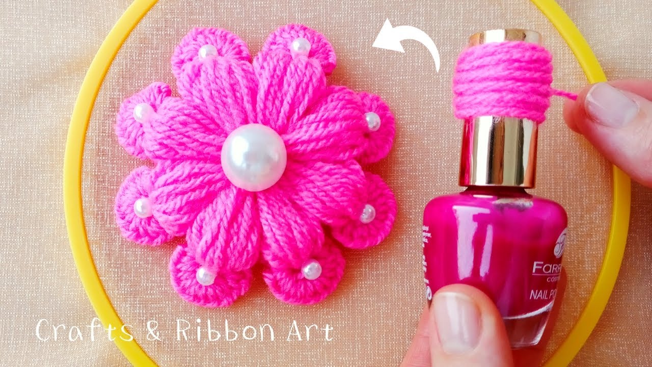 It's Amazing !! Super Easy Flower Craft Ideas with Wool - Hand Embroidery Beautiful Flower Design смотреть онлайн