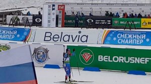Финиш Екатерины Юрловой на первом месте. Биатлон, ЧЕ 2019 /  European Biathlon Championships 2019