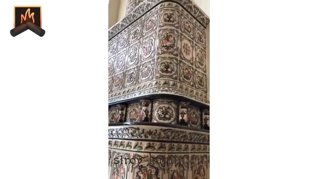 Каминная топка АСТОВ ПС 9074 в авторском изразцовом камине- изготовление, монтаж под ключ в коттедж смотреть онлайн