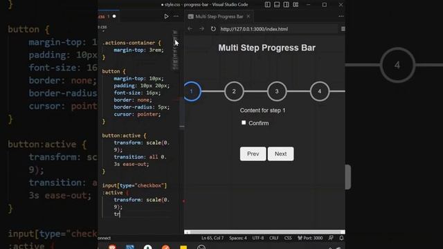 create a multistep progress bar using html css & javascript | web developer | hardcore coder #short