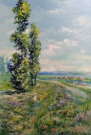 ЗАКАЗАТЬ КАРТИНУ У ХУДОЖНИКА ОЛЕГ БИРЮКОВ Быстрый этюд мастихином Клода Моне  ЛУГ С МАКАМИ  1875